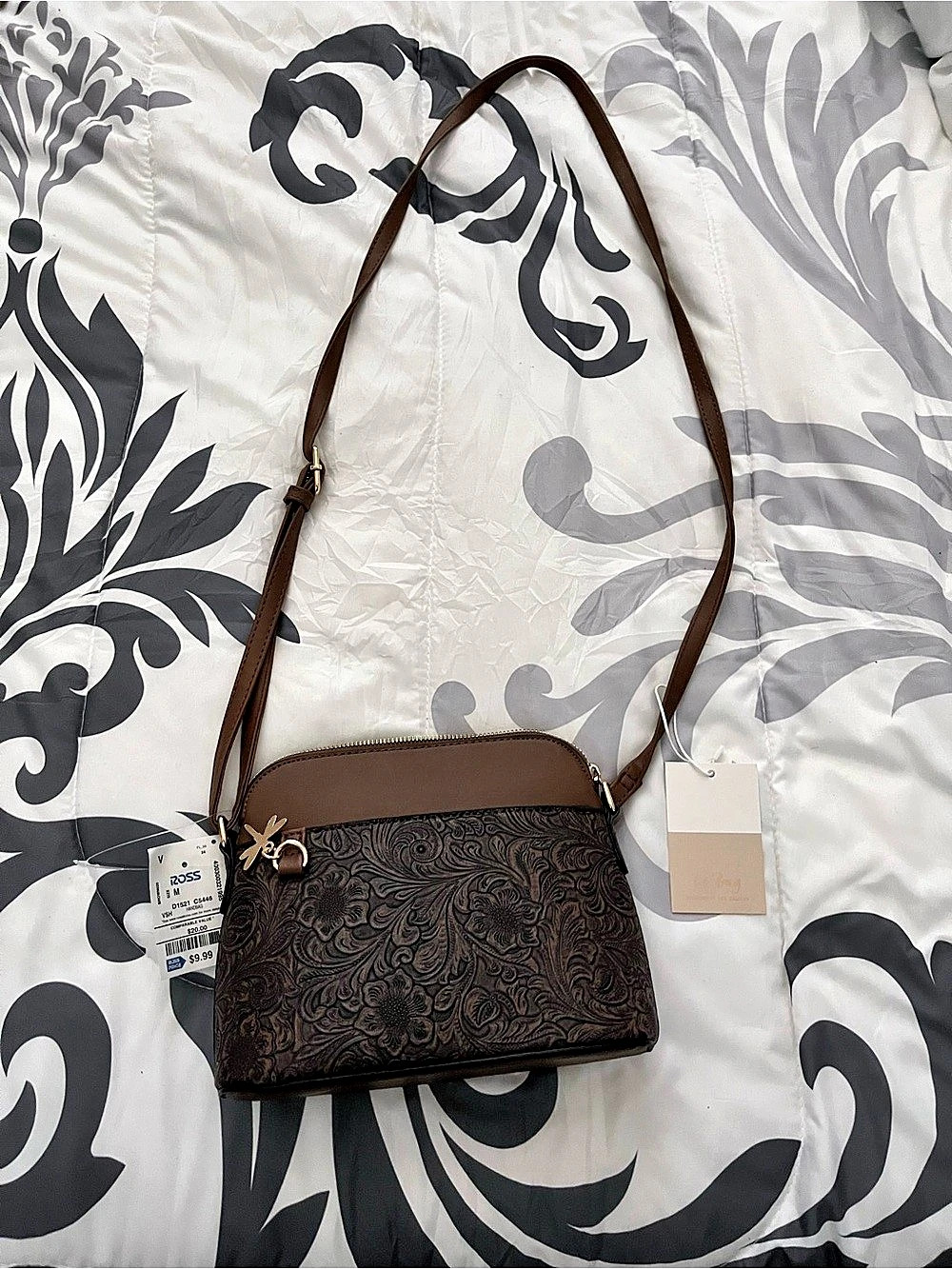 Floral Crossbody Bag in Brown NWT